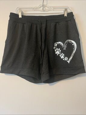 Women’s Black Heart Paw Graphic Lounge Shorts